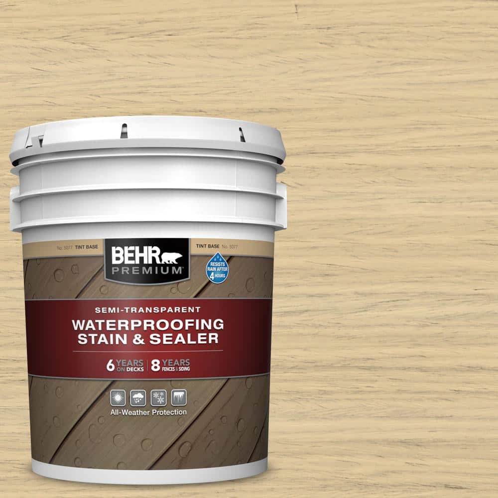 5 gal. #ST-133 Yellow Cream Semi-Transparent Waterproofing Exterior Wood Stain and Sealer