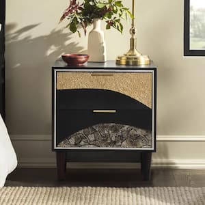 Black 2-Drawer 14.01 in. W Nightstand