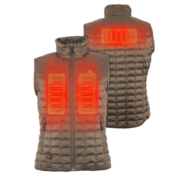 MOBILE WARMING Women's 2X Large Morel Backcountry Heated Vest with (1) 7.4-Volt Rechargeable Lithium Ion Battery and USB Charging Cable