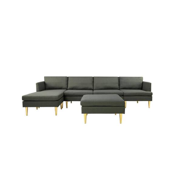 122 In Square Arm 2 Piece L Shape Polyester Modern Sectional Sofa Dark Gray Gz W223s01389 L Shape Polyester Modern Sectional Sofa, 2 Piece Sectional Sofa Ikea