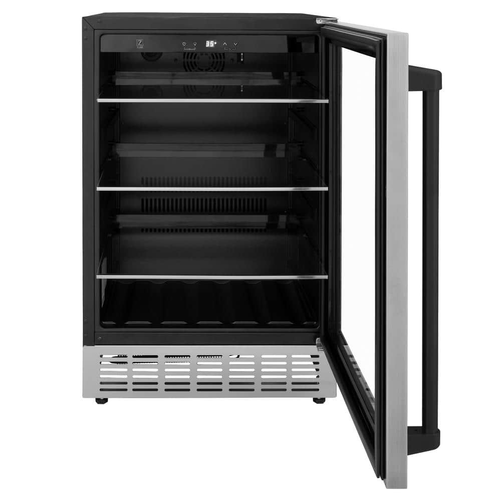 ZLINE 24" Stainless Steel Beverage Fridge with Matte Black Handle