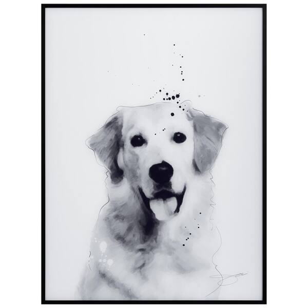 Empire Art Direct Golden Retriever Black and White Pet Paintings on  Printed Glass Encased with a Gunmetal Anodized Frame AAGB-JP1030-2418 - The  Home Depot