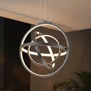 Leger 4-Light Modern Dimmable Adjustable Orb Integrated LED 3000K Warm Light Black Globe Chandelier for Dining Room