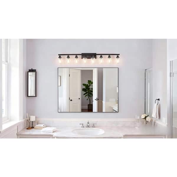 51 in. 8-Light Black Vanity Lights Fixture with no bulbs Included