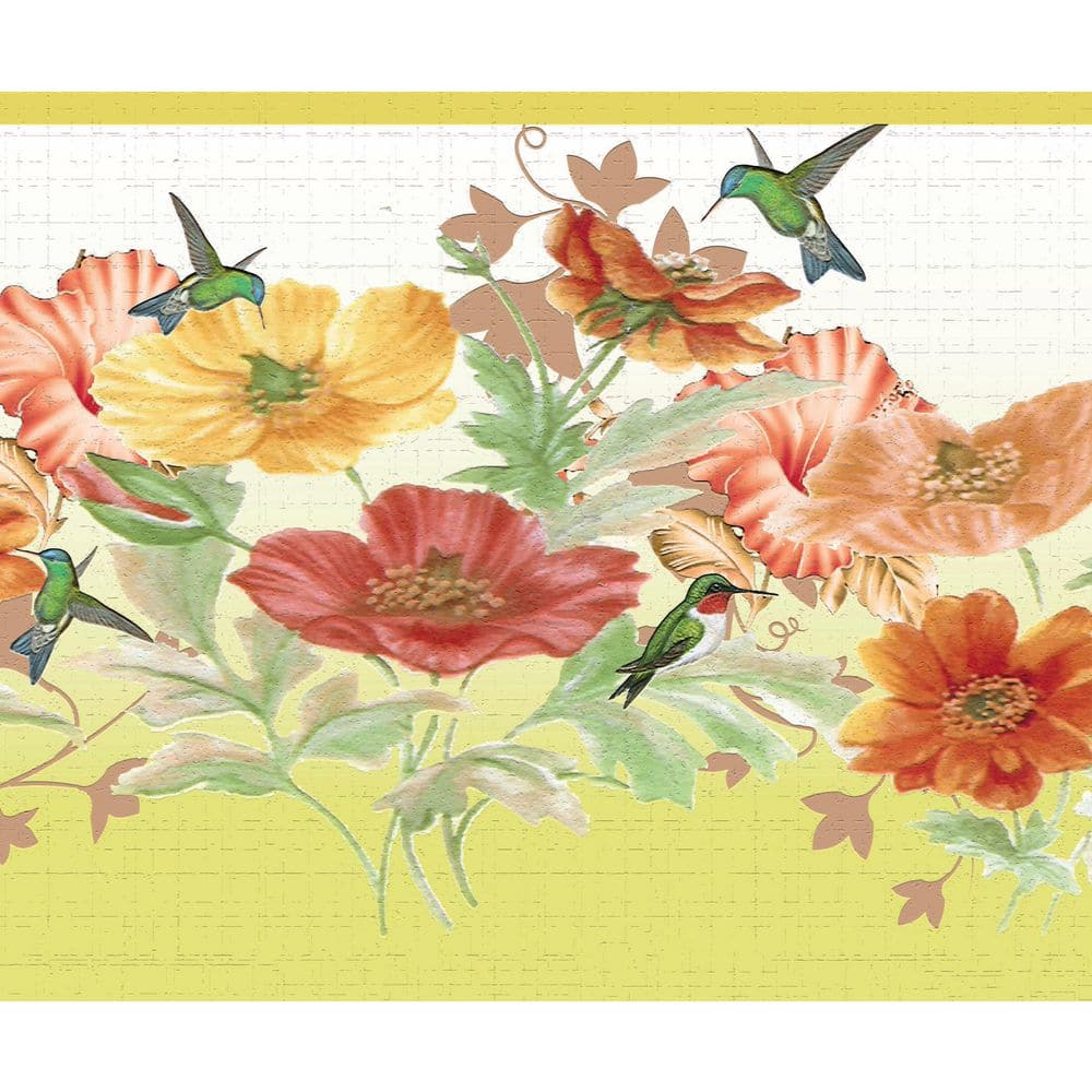Falkirk Dandy Orange, Pink, Yellow Flowers, Hummingbird Floral Peel and Sti