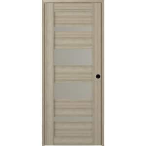 32 in. x 84 in. Mirella Left-Hand Solid Core 5-Lite Frosted Glass Shambor Wood Composite Single Prehung Interior Door