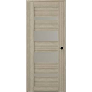 18 in. x 96 in. Mirella Left-Hand Solid Core 5-Lite Frosted Glass Shambor Wood Composite Single Prehung Interior Door