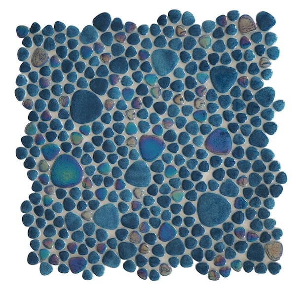 6 in. x 6 in. Dark Blue Eternal Glass Tile Love Glossy Glass Rain Wall Floor Backsplash, Pools Tile 0.25 sq. ft. Sample