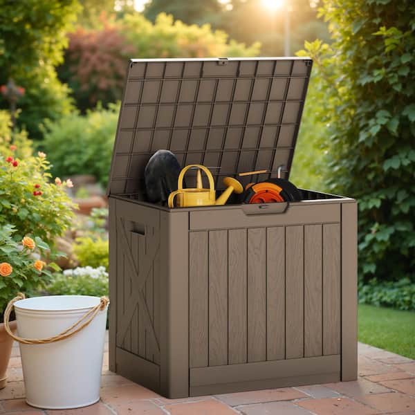 Tozey 40 Gal. Lockable Resin Outdoor Deck Box for Package Delivery