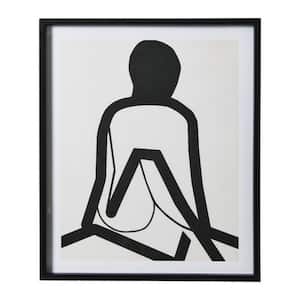 Abstract Feminine Form Line Drawing Metal Framed People Art Print Wall Decor 30 in. x 25 in.