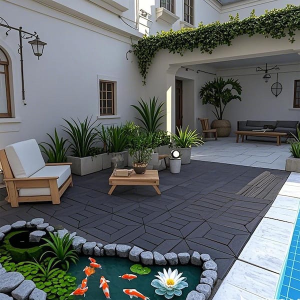 1 ft. x 1 ft. Quick Deck PVC Plastic Interlocking Deck Tile in Dark Gray (44 sq. ft. per Box)