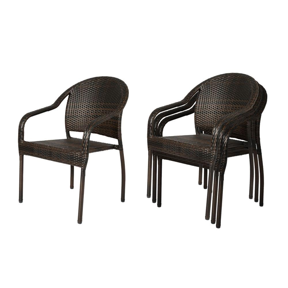 BALKENE HOME Rhodos Stacking Wicker Outdoor Dining Chair 4-Chairs