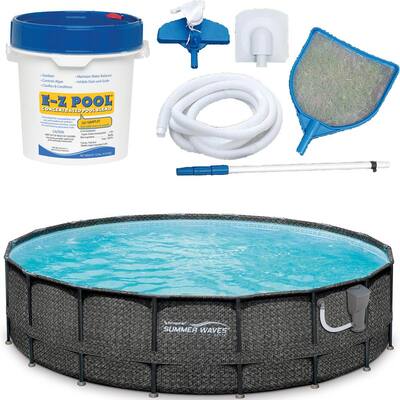Ladder & Solution Blend Ground Cloth Summer Waves Elite P4A02048B 20ft x 48in Above Ground Frame Swimming Pool Set w/Filter Pump Pool Cover 