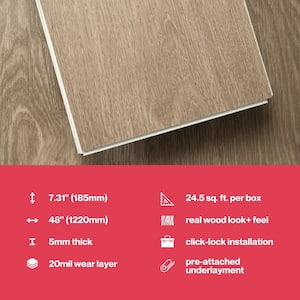 TruCore Sandstorm 12 MIL x 7.3 in. W x 48 in. L Click Lock Waterproof Luxury Vinyl Plank Flooring (1225 sqft/pallet)