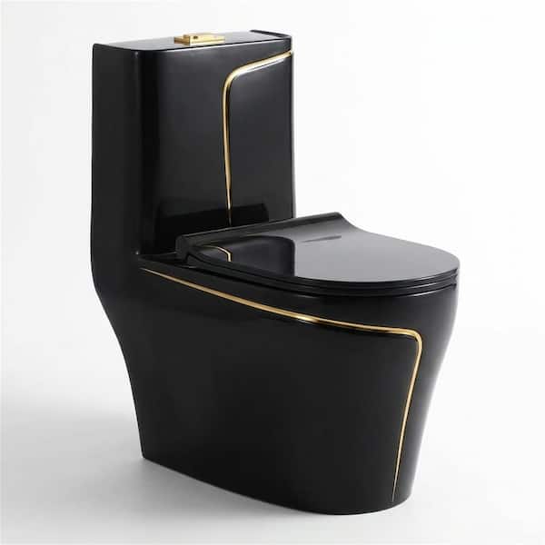 LUXSHERY 12 inch Rough In 1.85 gal. Dual Flush GPF Elongated 1-Piece ...