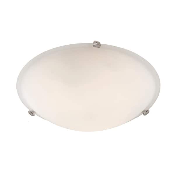 Bel Air Lighting Cullen 12 in. 2-Light Polished Chrome Flush Mount Ceiling Light Fixture with Frosted Glass Shade