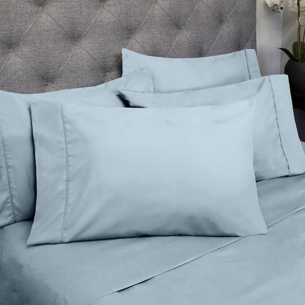 Sweet Home Collection 1500-Supreme Series 4-Piece Misty Blue Solid Color Microfiber Twin Sheet Set