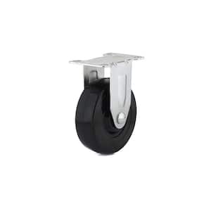 4 in. (102 mm) Black Fixed Plate Caster with 247 lb. Load Rating