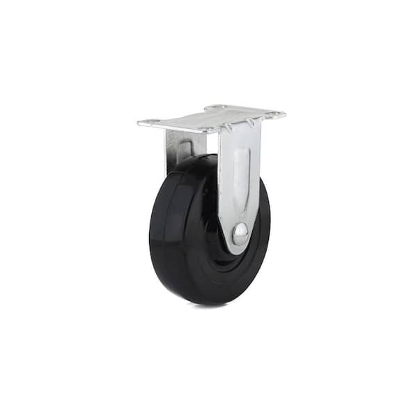 Richelieu Hardware 4 in. (102 mm) Black Fixed Plate Caster with 247 lb. Load Rating