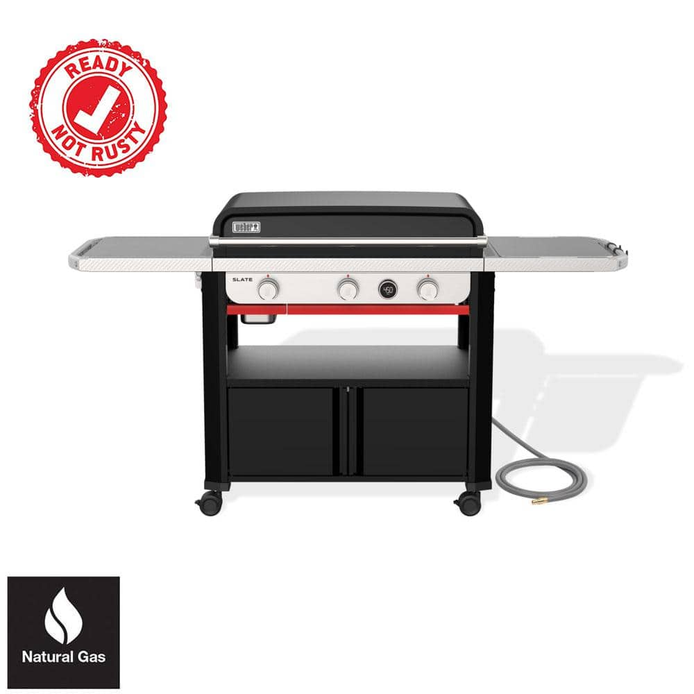 Weber Slate Griddle 3-Burner Natural Gas 30 in. Flat Top Grill in Black ...