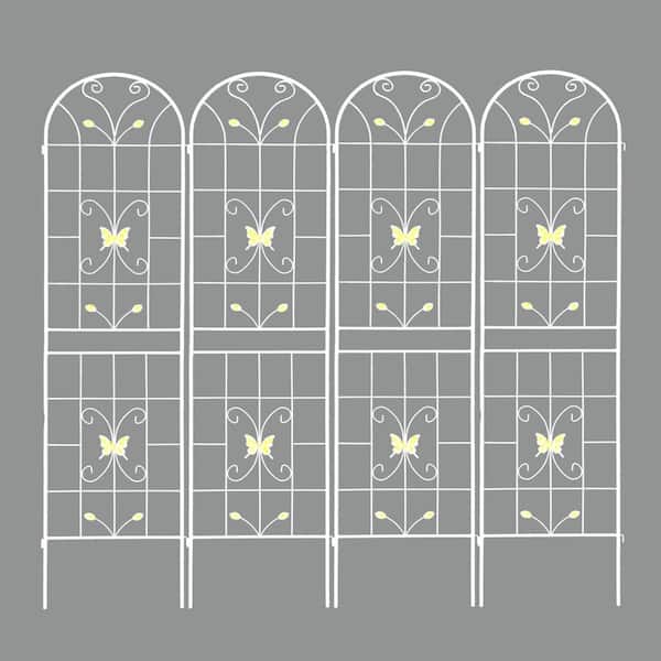 86.7 in. Metal Garden Trellis, Outdoor Flower Support, Rustproof Trellis for Climbing Plants, Cream White (4-Pack)