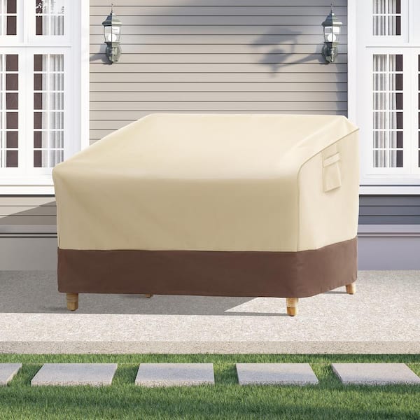 Sonkuki 60.2 in. W x 34.2 in. D x 30.3 in. H 600D Oxford Fabric Patio Sofa Cover (Beige and Brown)
