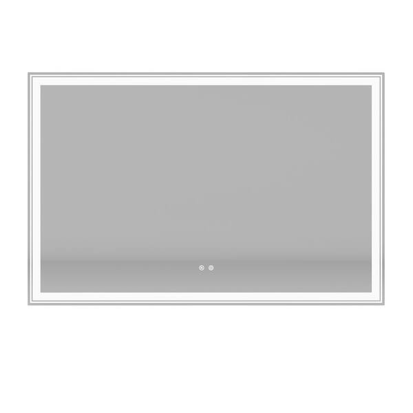Unbranded 55 in. W x 36 in. H Rectangular Frameless Anti-Fog Wall Bathroom Vanity Mirror in White