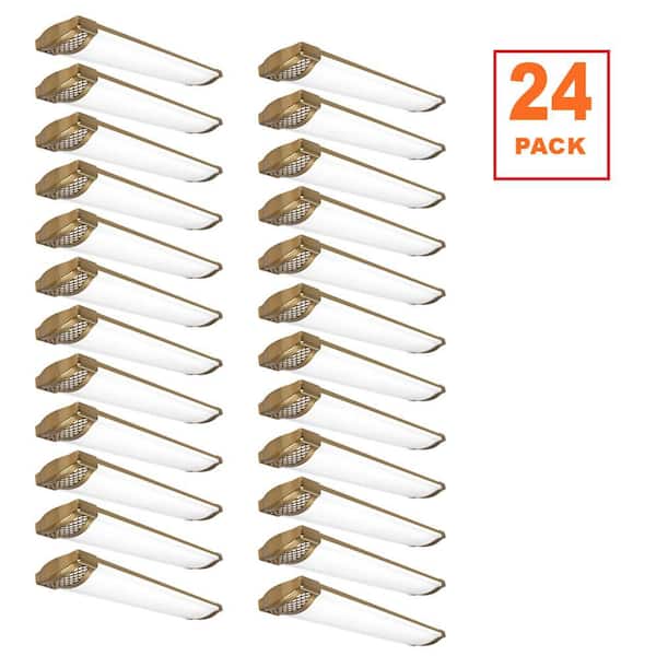 24-Pack 4 ft. Matte Gold Honeycomb End Caps 5250LM 75W Integrated LED Wraparound Light Adjustable CCT Night Light