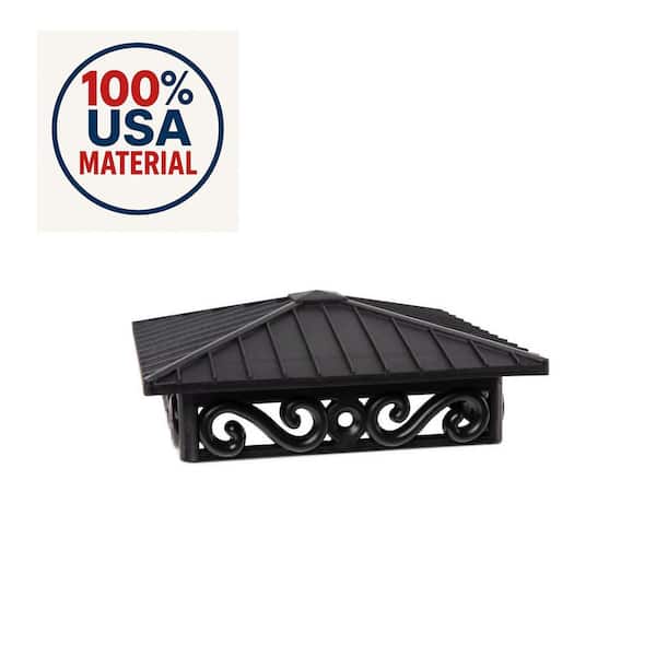 FENCE & DECK RITE Unique Design Post Caps Fits Standard 4 in. x 4 in. Posts Reinforced Black Polypropylene (4-Pieces)