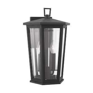 Witley Medium Textured Black StoneStrong Outdoor Wall Lantern with Clear Beveled Glass