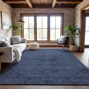 Mayfield Premium Machine Washable Abstract AMF1111 Navy 9 ft. x 12 ft. Area Rug