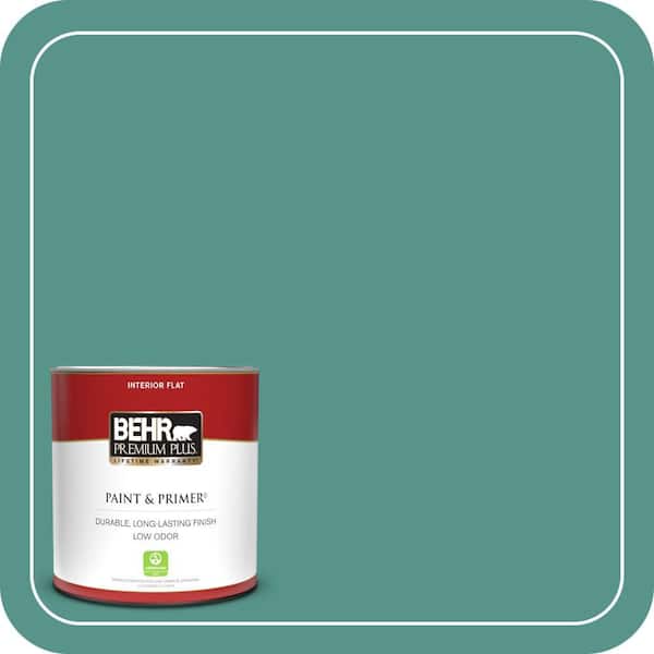 BEHR PREMIUM PLUS 1 qt. #490D-6 Thermal Spring Flat Low Odor Interior Paint & Primer