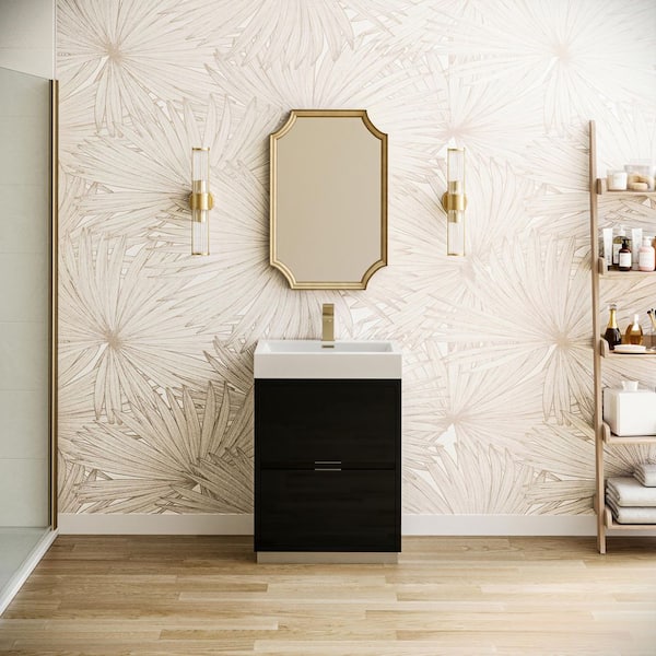 Valencia 24 in. W Bathroom Vanity in Dark Slate Gray with Acrylic Vanity Top in White