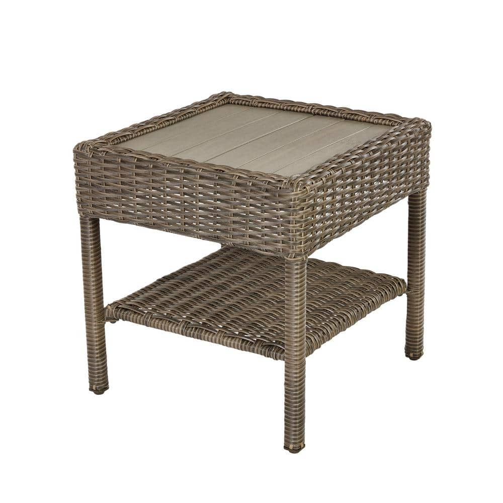 Tables Hampton Bay Cambridge Grey Wicker Outdoor Side Table Patio, Lawn & Garden Patio Furniture