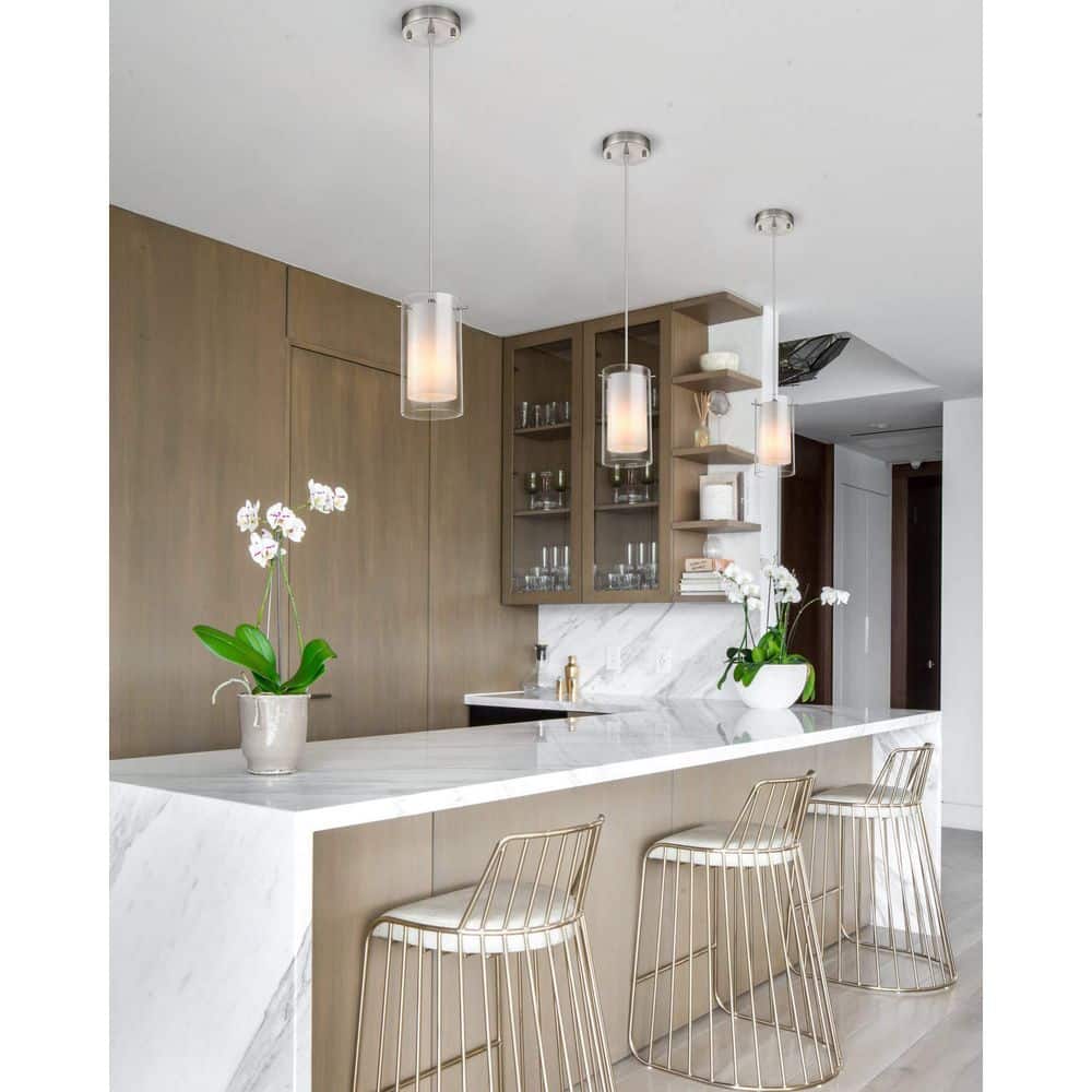 2-Light Glass Brushed Nickel Pendant Light Chandelier with Adjustable Hanging Fixture (Bulbs Not Included) price history on PriceWatchPro