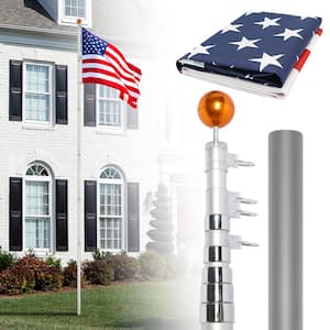 20 ft. Sliver Aluminum Flagpole with 5 ft. x 2.6 ft. U.S. Flag