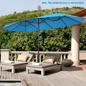 15 ft. Market Double-Sided Patio Umbrella with Hand-Crank System in Blue