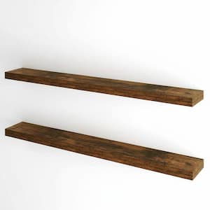 Industrial Series 60in W x 8in D Brown Wood 2-Tier Decorative Wall