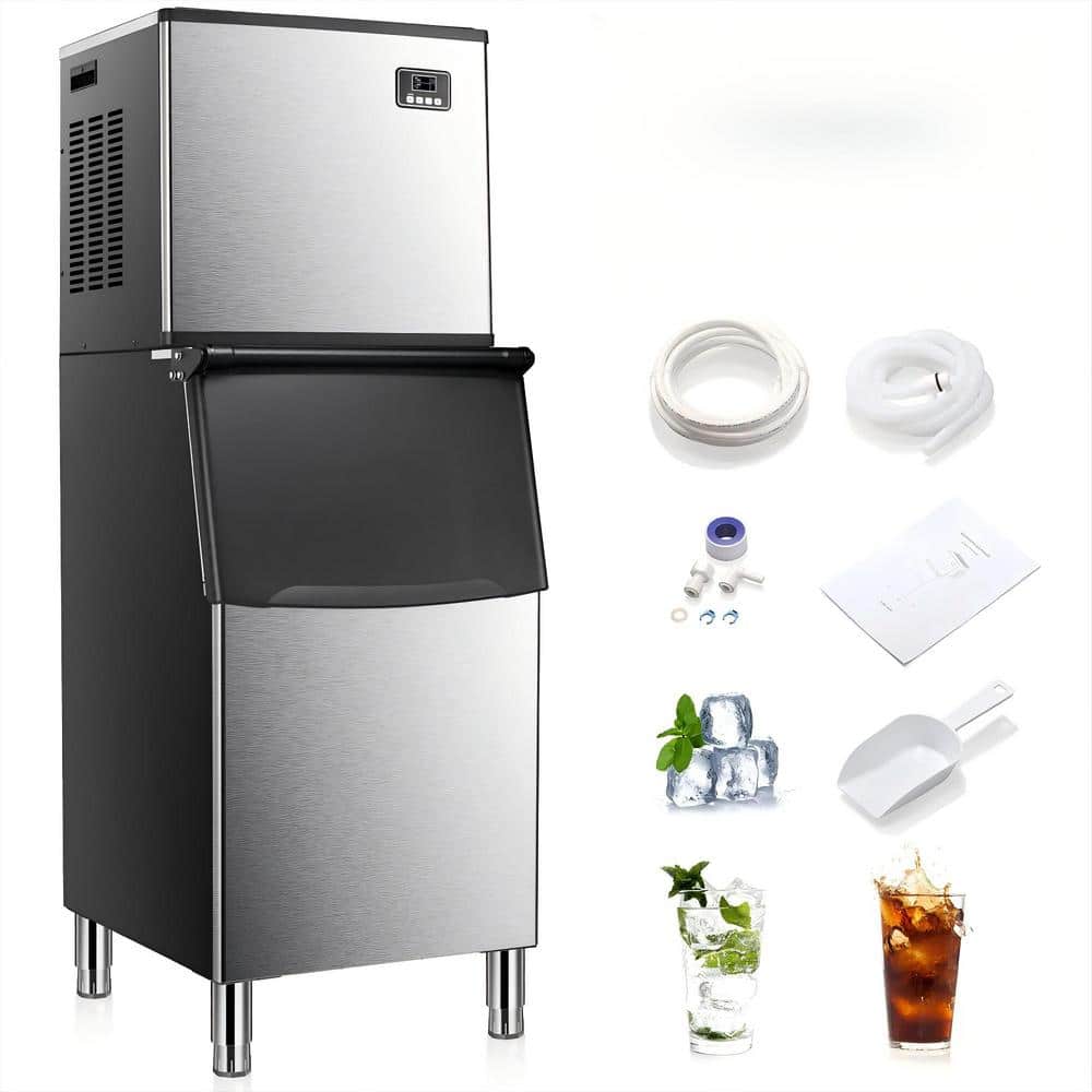 22.83 in. 352 lbs. /24 H Freestanding Split Cube Ice Commercial Machine w/ 198 lbs. Storage Bin in Stainless Steel Black