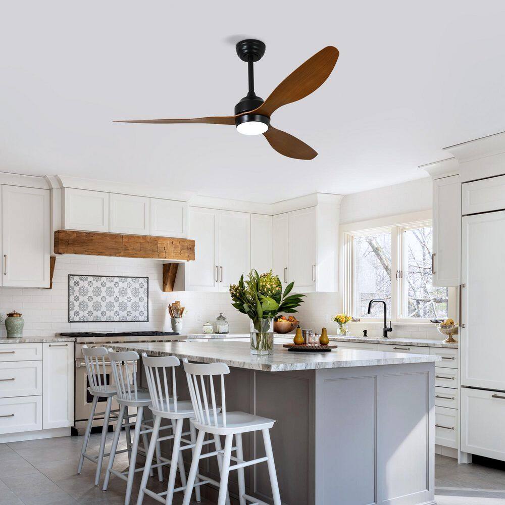 52 in. Indoor Integrated LED Modern Brown Ceiling Fan Lighting with Remote Control price history on PriceWatchPro