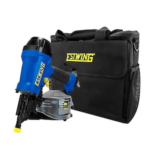 Pneumatic 15-Degree 2-1/2 in. Coil Siding Nailer with Adjustable Metal Belt Hook, 1/4 in. NPT Swivel Fitting and Bag