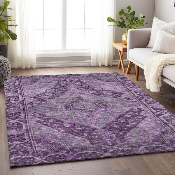 Chantille Machine Washable Indoor/Outdoor Abstract ACN1761 Eggplant 9 ft. x 12 ft. Area Rug