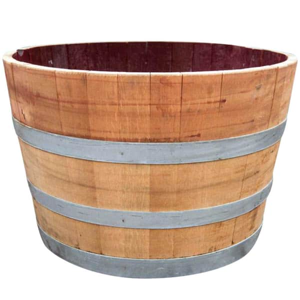 Master Garden Products MGP 26 in. D Lacquered Brown 17 in. H Round Wood Oak Wine Barrel Coffee Table Base