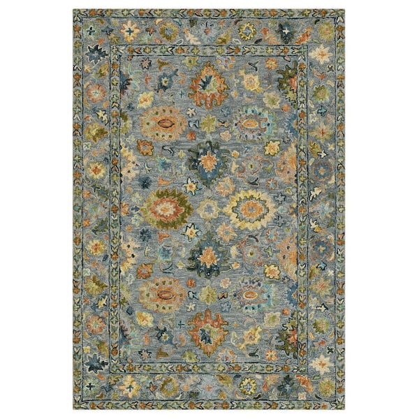 Jackson 2 x 3 Gray Traditional Pattern Area Rug for High Traffic Living Room Dining Room Bedroom