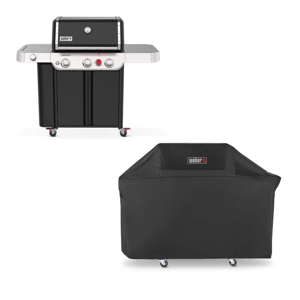 Genesis E-335 3-Burner Liquid Propane Gas Grill in Black with Grill Cover -  Weber, 1500723
