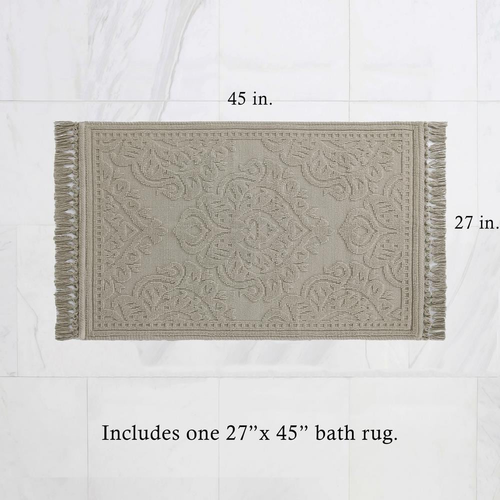 Linen Luxury Cotton Fringe 27" x 45" Bath Rug