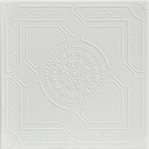 Kensington Garden White Heron 1.6 ft. x 1.6 ft. Decorative Foam Glue Up Ceiling Tile (21.6 sq. ft./Case)