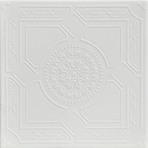 A La Maison Ceilings Kensington Garden White Heron 1.6 ft. x 1.6 ft. Decorative Foam Glue Up Ceiling Tile (21.6 sq. ft./Case)