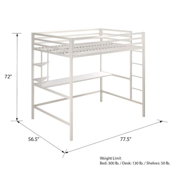 Novogratz Maxwell Metal Full Loft Bed, Maxwell Metal Loft Bed With Desk And Shelves