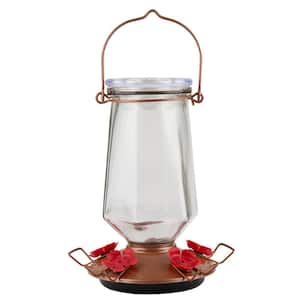 28 oz. Capacity Crystal Top-Fill Glass Hummingbird Feeder